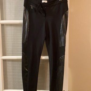 Leather panel leggings